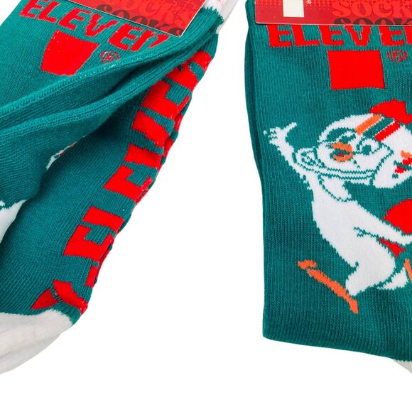 7-Eleven Thank Heaven Socks 2 pack Green, Red & White Rooster One Size Fits All - Picture 2 of 2
